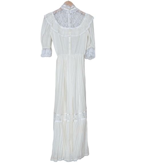 Vintage 70s Gunne Sax White Lace Maxi Dress Prairie Boho Sz 5 - Picture 9 of 15